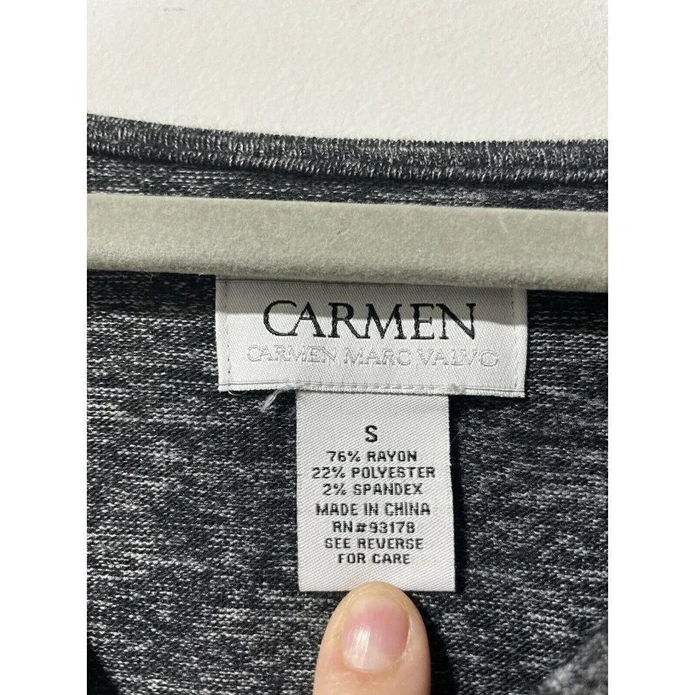 Carmen Marc Valvo Grey Boatneck Zipper Detail Blouse Size Small - Picture 2 of 5